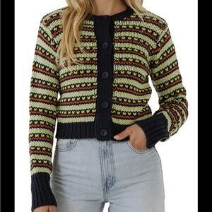 English Factory Striped Cardigan Sweater